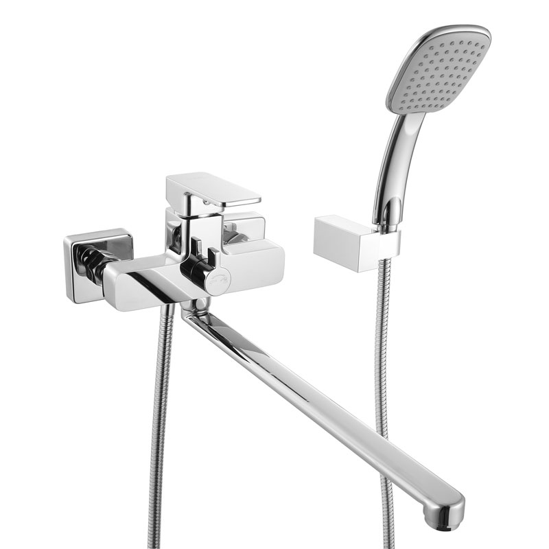 Смеситель для ванны, длинный излив, керамический дивертор, IDDIS Urban URBSBL2i10