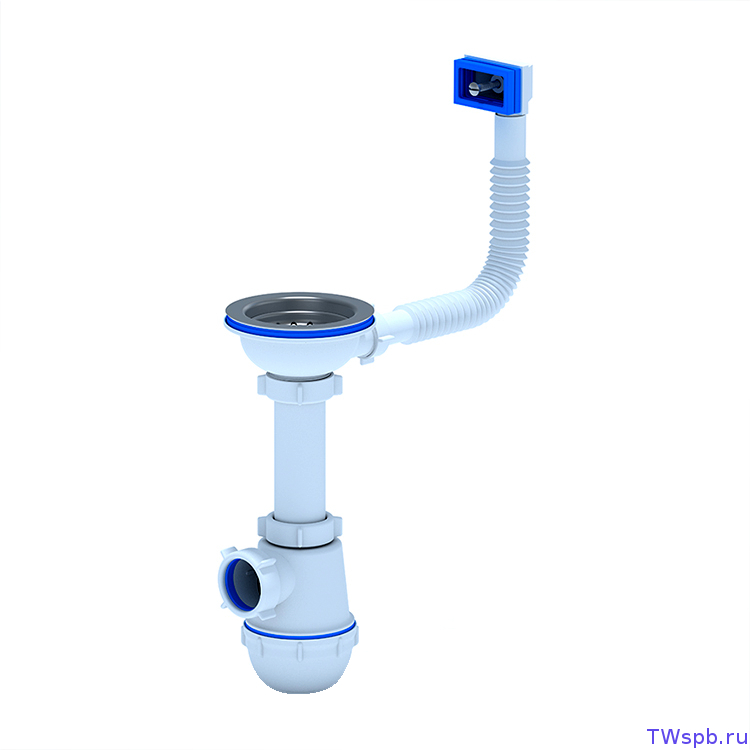 A0145S Сифон АНИ Грот 3 1/2*40 с гибким переливом для мойки