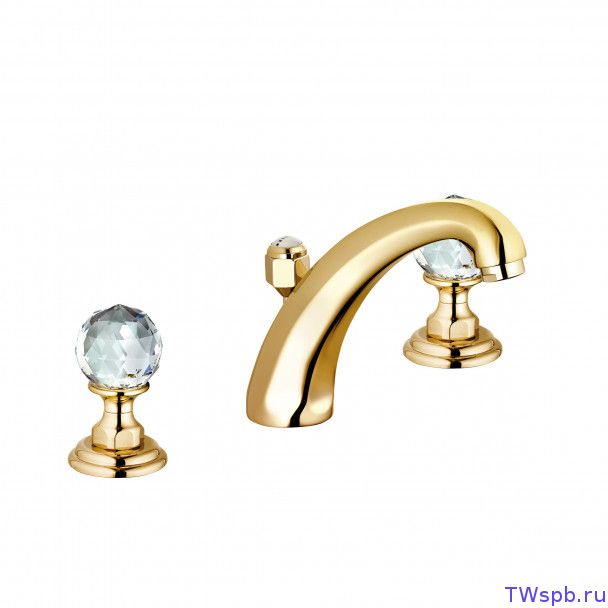 Золотой смеситель на 3 отверстия для раковины, Kludi ADLON 5104345G4