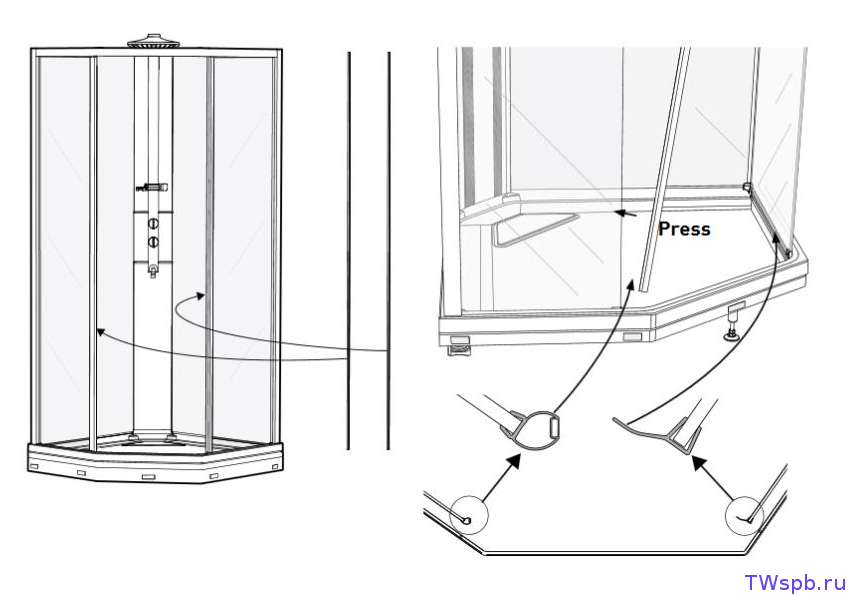 Z0704861001  уплотнители для душевой кабины Ido Showerama — T-WAY