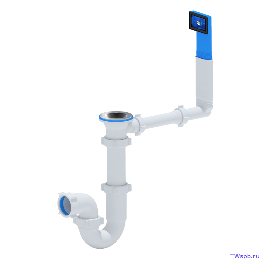 АНИ пласт D: Сифоны прямоточные для кухонных моек D0140 Прямоточный сифон с переливом для мойки