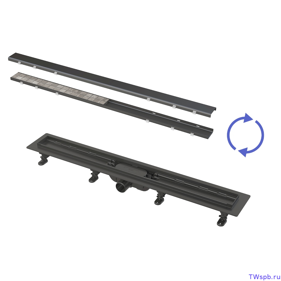 APZ19BLACK-850 Линейный душевой трап с чёрной решёткой