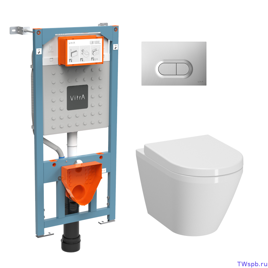 Подвесной безободковый унитаз с инсталляцией, VitrA 9004B003-7202