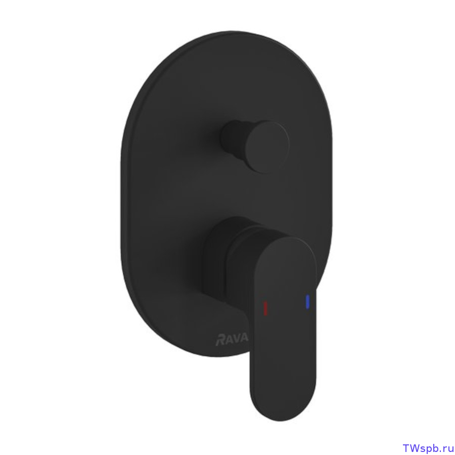 X070433 Чёрный смеситель встроенный с переключателем, CR 065.20BL (для R-box X070052)