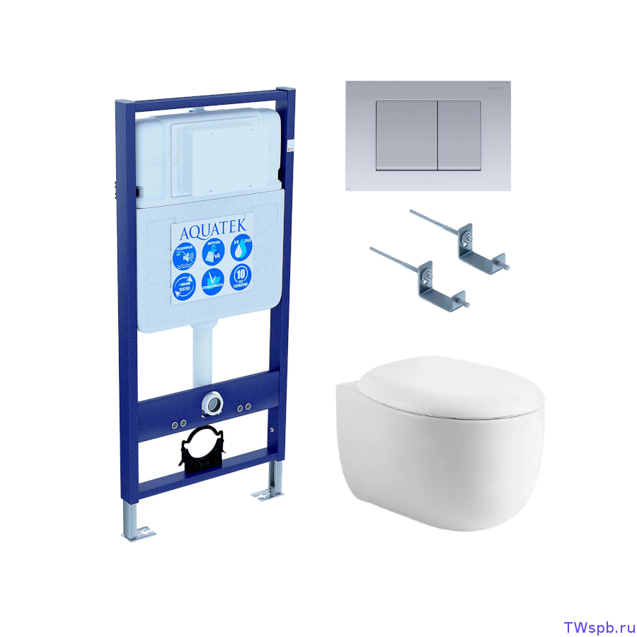 Комплект: унитаз + инсталляция + клавиша, Set Aquatek Альтаир cm-011 4в1