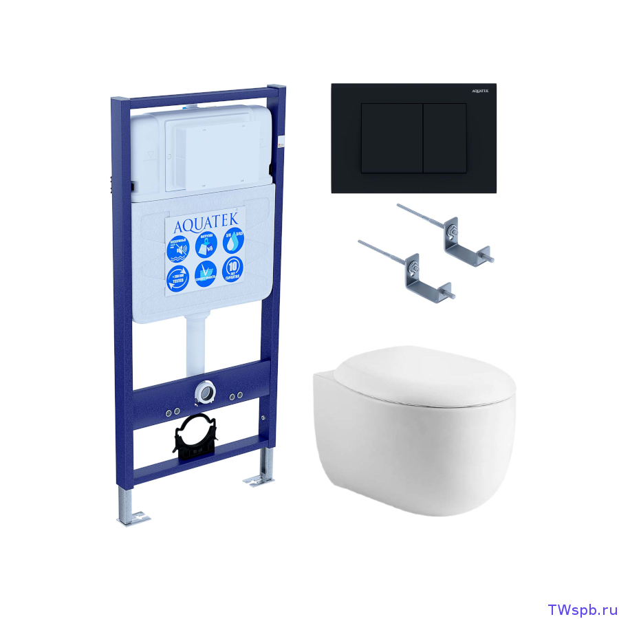 Унитаз с инсталляцией и смывной клавишей, Set Aquatek Альтаир cm-012 4в1