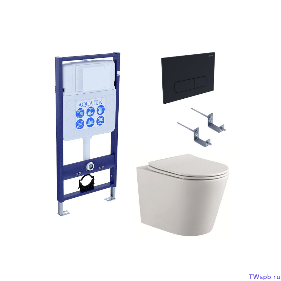 Комплект: унитаз + инсталляция + клавиша, Set Aquatek Вега cmp-017