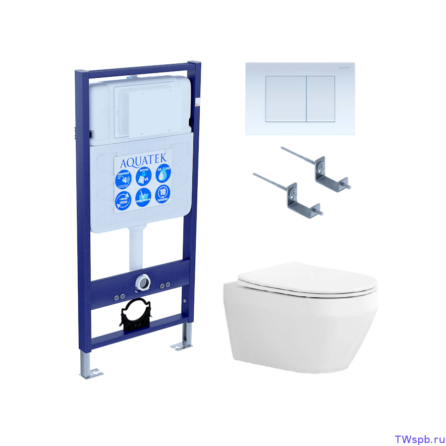 Комплект: унитаз + инсталляция + клавиша, Set Aquatek Лея-009 4в1