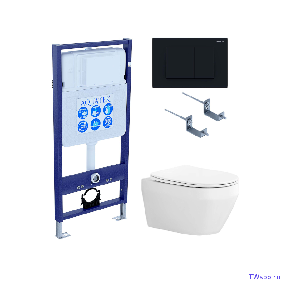 Комплект: унитаз + инсталляция + клавиша, Set Aquatek Лея-012 4в1