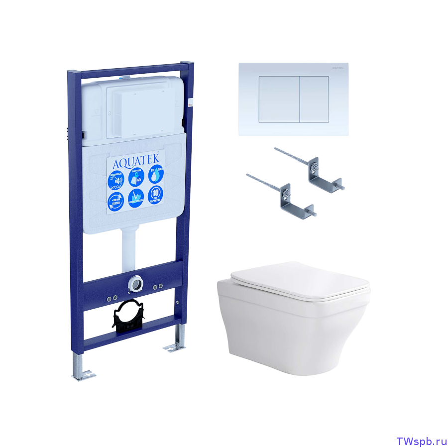 Комплект: унитаз + инсталляция + клавиша, Set Aquatek Амадео cm-009 4в1