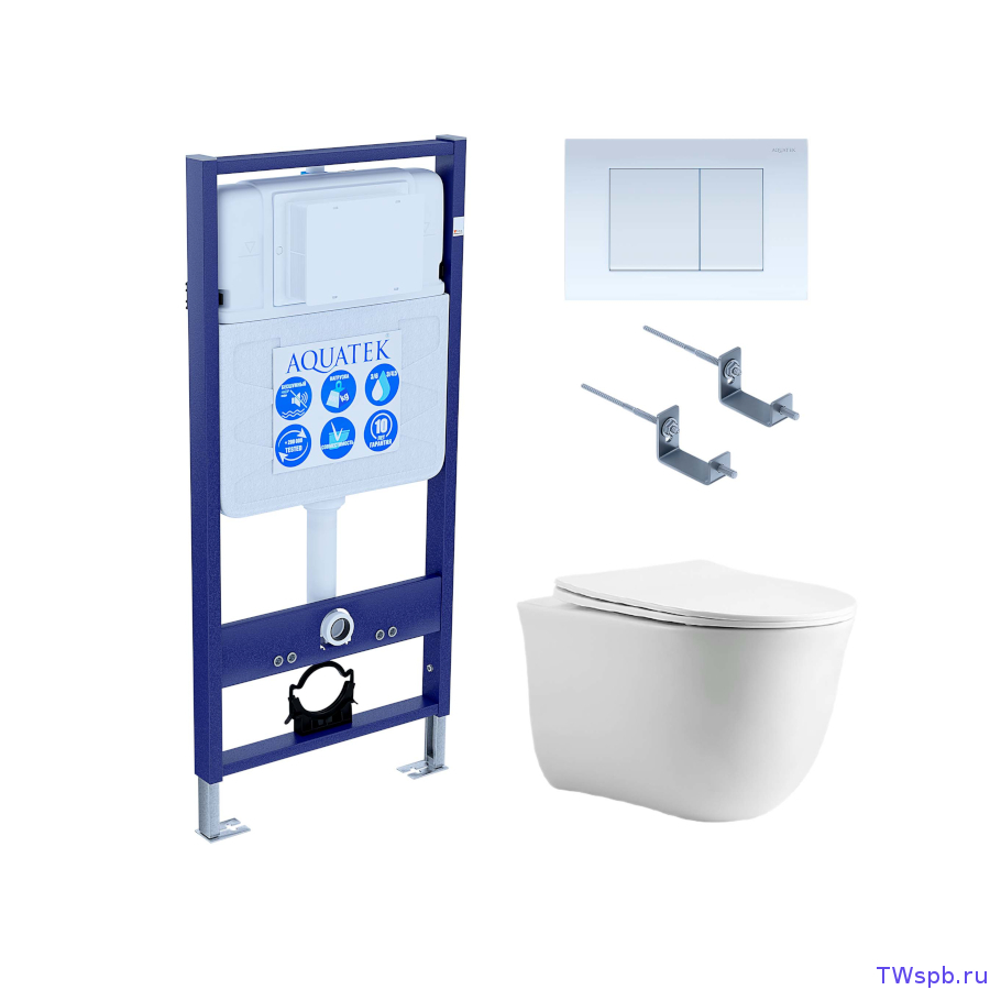 Aquatek Классик Унитаз с инсталляцией и смывной клавишей, Set Aquatek Классик cm-009 4в1