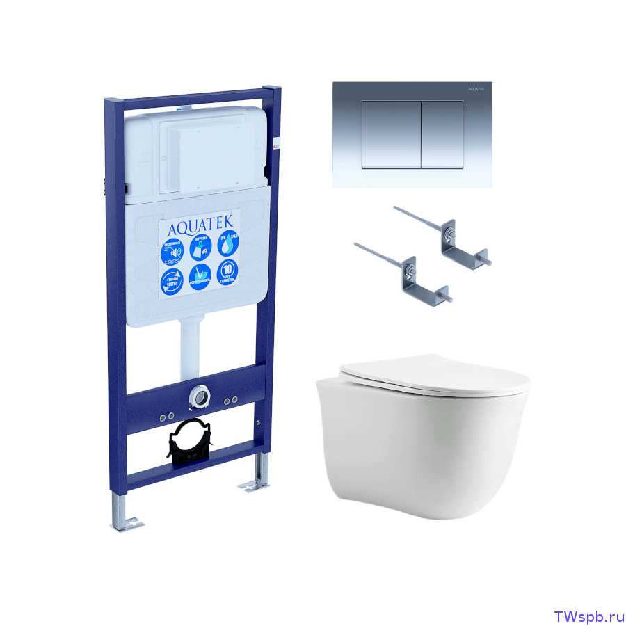 Комплект 4 в 1: унитаз + инсталляция + клавиша, Set Aquatek Классик cm-010 4в1