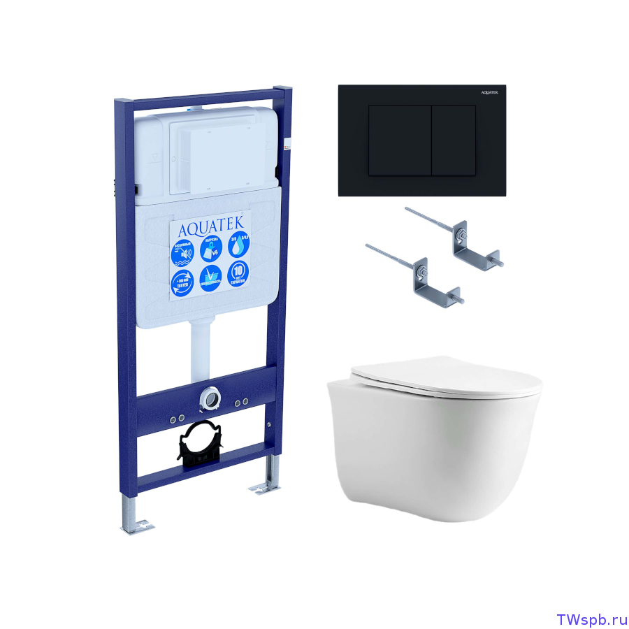 Унитаз с инсталляцией и клавишей в комплекте, Set Aquatek Классик cm-012 4в1