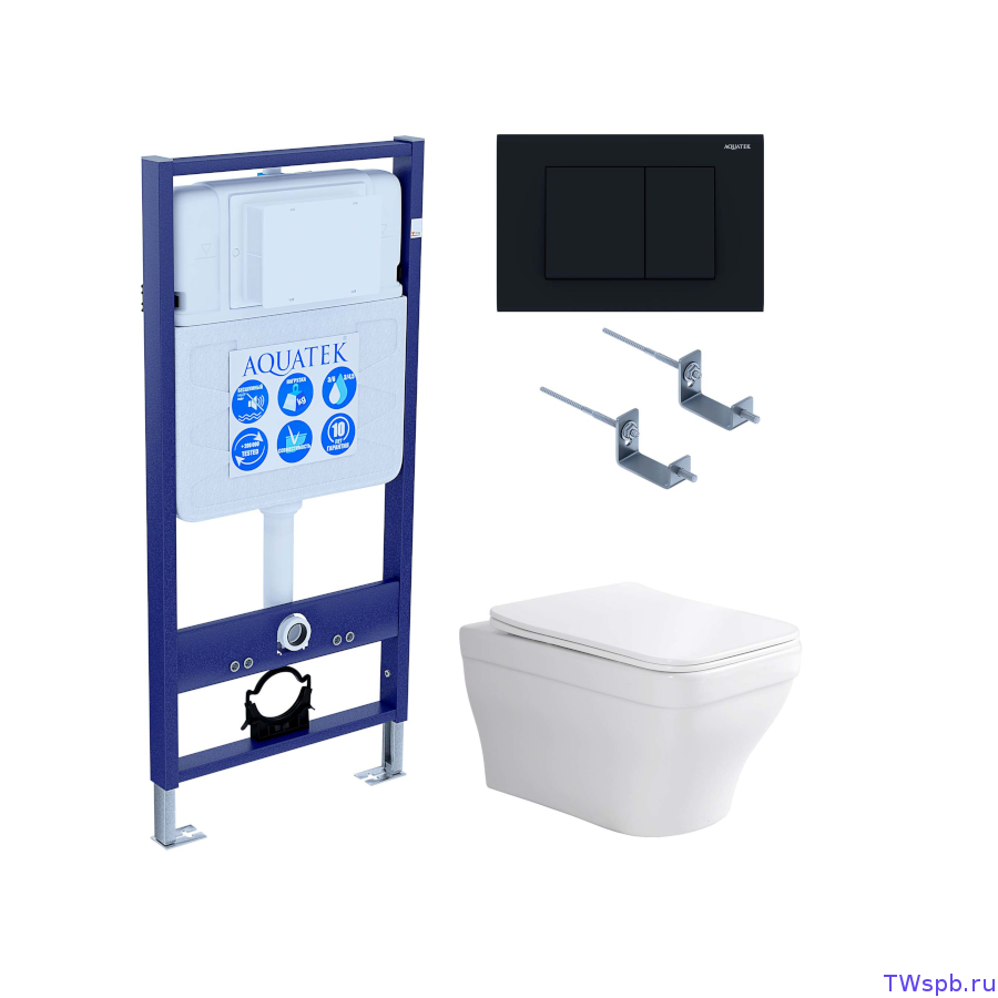 Комплект: унитаз + инсталляция + клавиша, Set Aquatek Амадео-012 4в1
