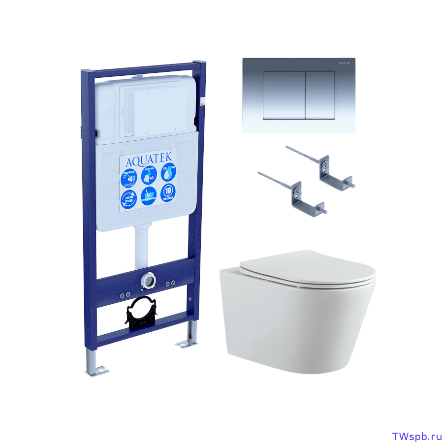 Комплект: унитаз + инсталляция + клавиша, Set Aquatek Вега-010 4в1