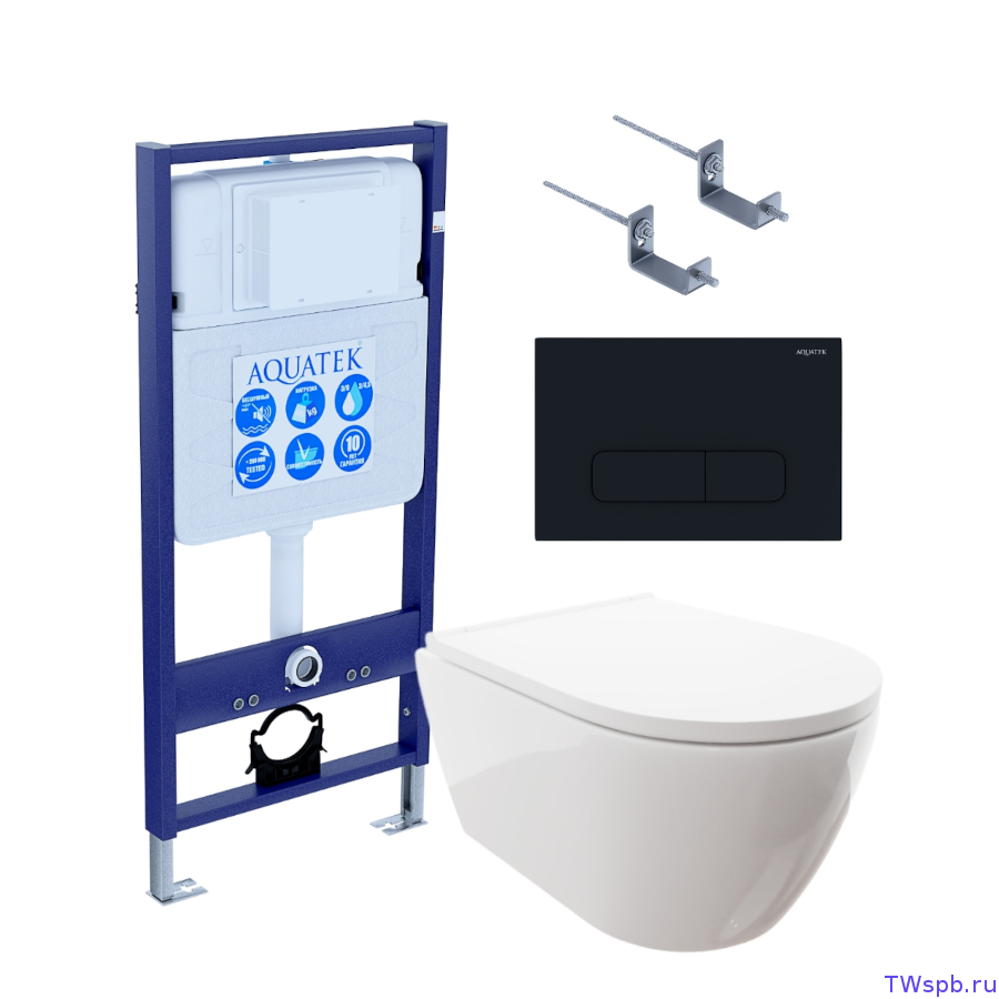 Комплект: унитаз + инсталляция + клавиша, Set Aquatek Поларис-017 4в1