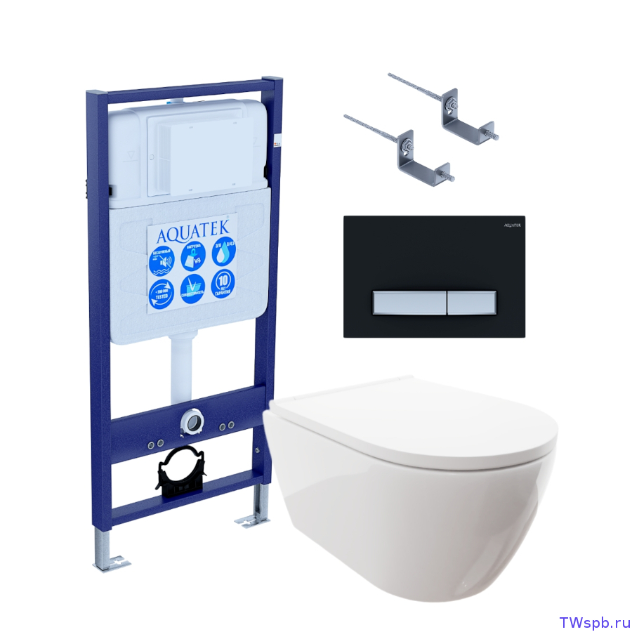 Комплект: унитаз + инсталляция + клавиша, Set Aquatek Поларис-026 4в1