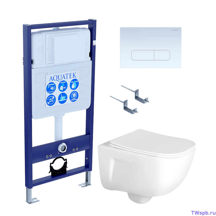 Комплект: унитаз + инсталляция + клавиша, Set Aquatek Дива-013 4в1