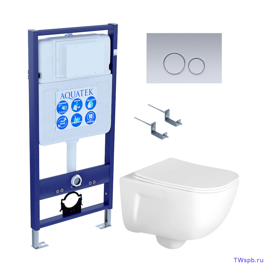 Комплект: унитаз + инсталляция + клавиша, Set Aquatek Дива-019 4в1