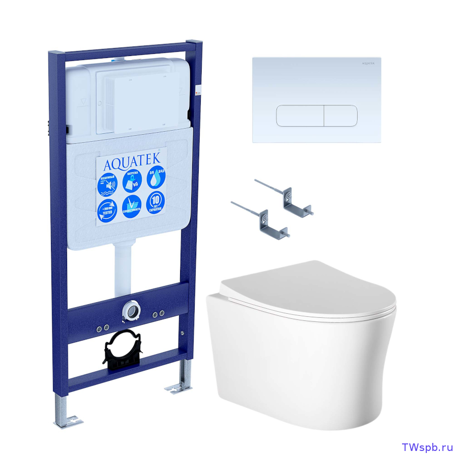 Комплект: унитаз + инсталляция + клавиша, Set Aquatek Ника-013 4в1