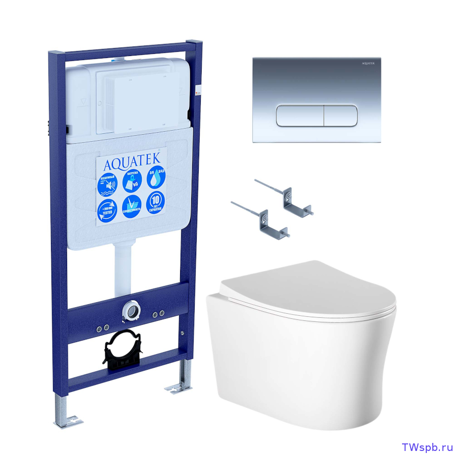 Комплект: унитаз + инсталляция + клавиша, Set Aquatek Ника-016 4в1