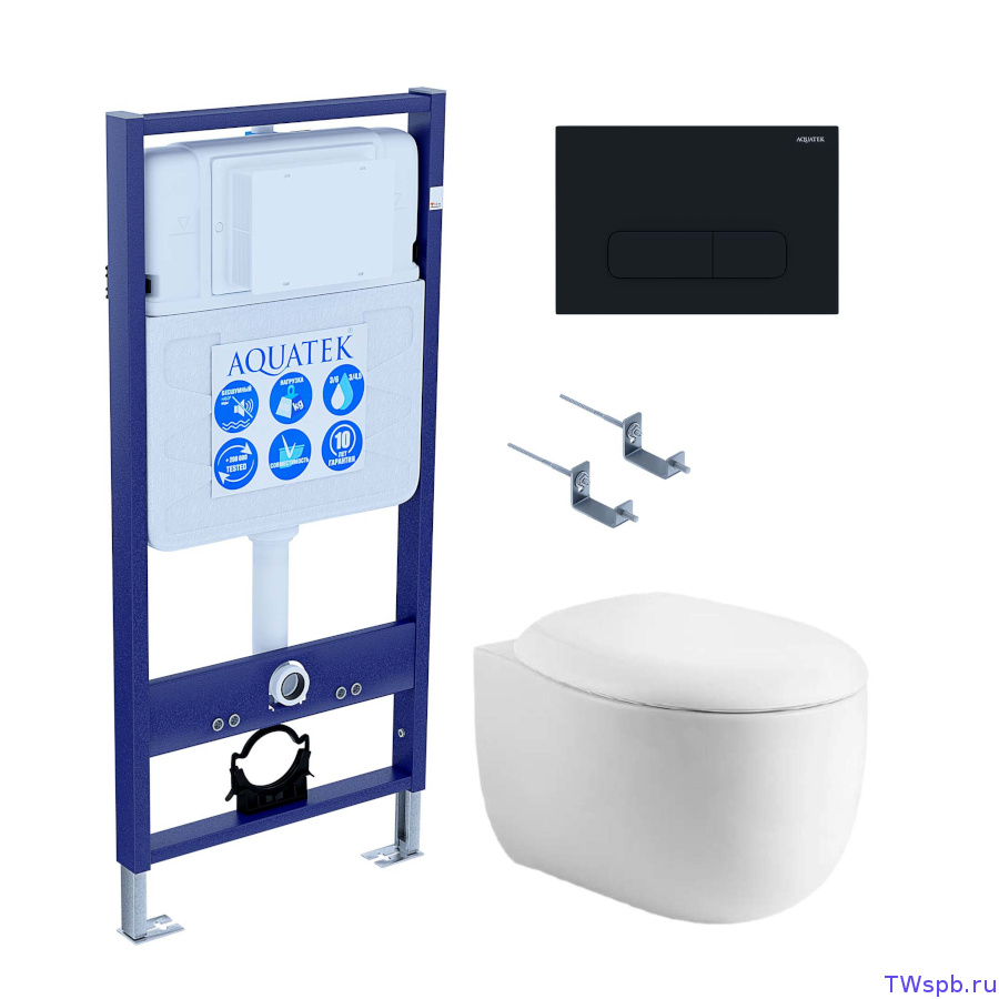 Унитаз с инсталляцией и смывной клавишей, Set Aquatek Альтаир cm-017 4в1