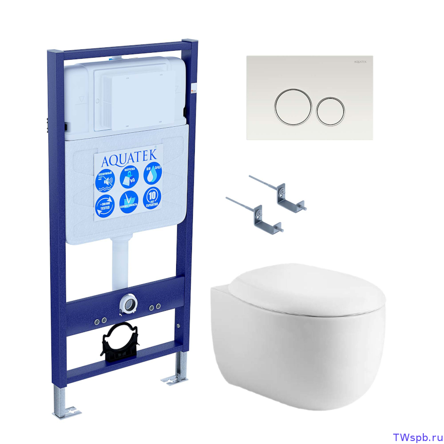 Комплект: унитаз + инсталляция + клавиша, Set Aquatek Альтаир cm-015 4в1