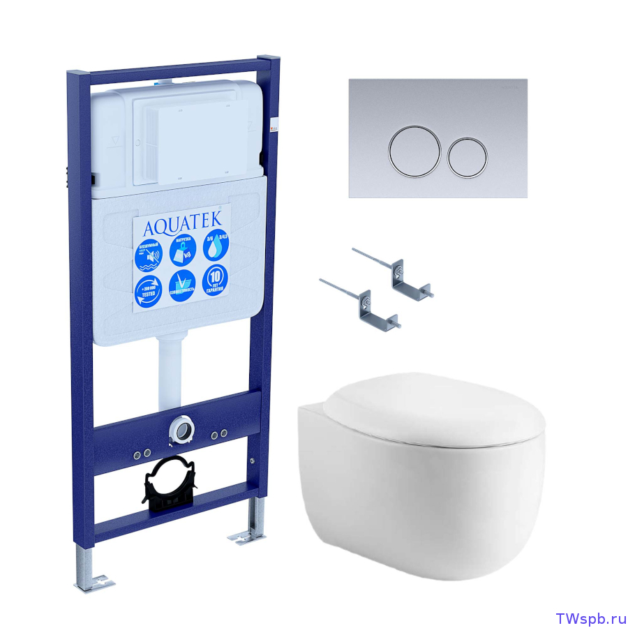 Комплект: унитаз + инсталляция + клавиша, Set Aquatek Альтаир cm-019 4в1