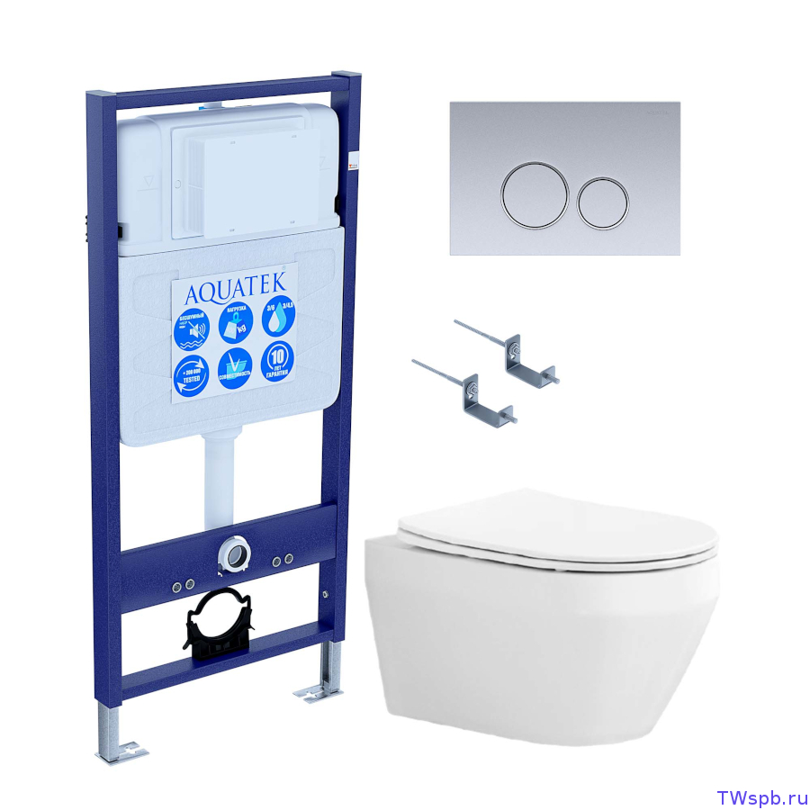 Комплект: унитаз + инсталляция + клавиша, Set Aquatek Лея cm-019 4в1