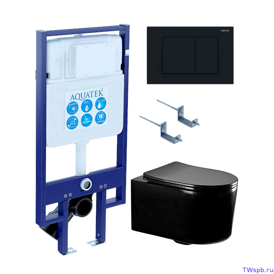 Унитаз с инсталляцией и смывной клавишей, Set Aquatek Мия-MB-012 4в1