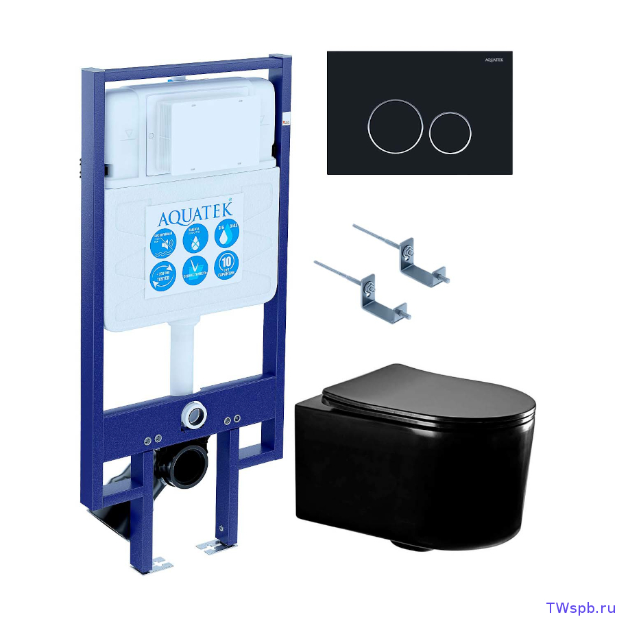 Унитаз с инсталляцией и смывной клавишей, Set Aquatek Мия-MB-020 4в1