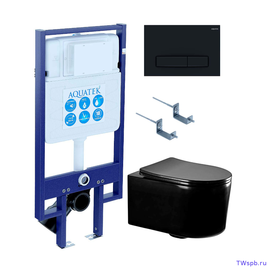 Унитаз с инсталляцией и клавишей в комплекте, Set Aquatek Мия-MB-025 4в1