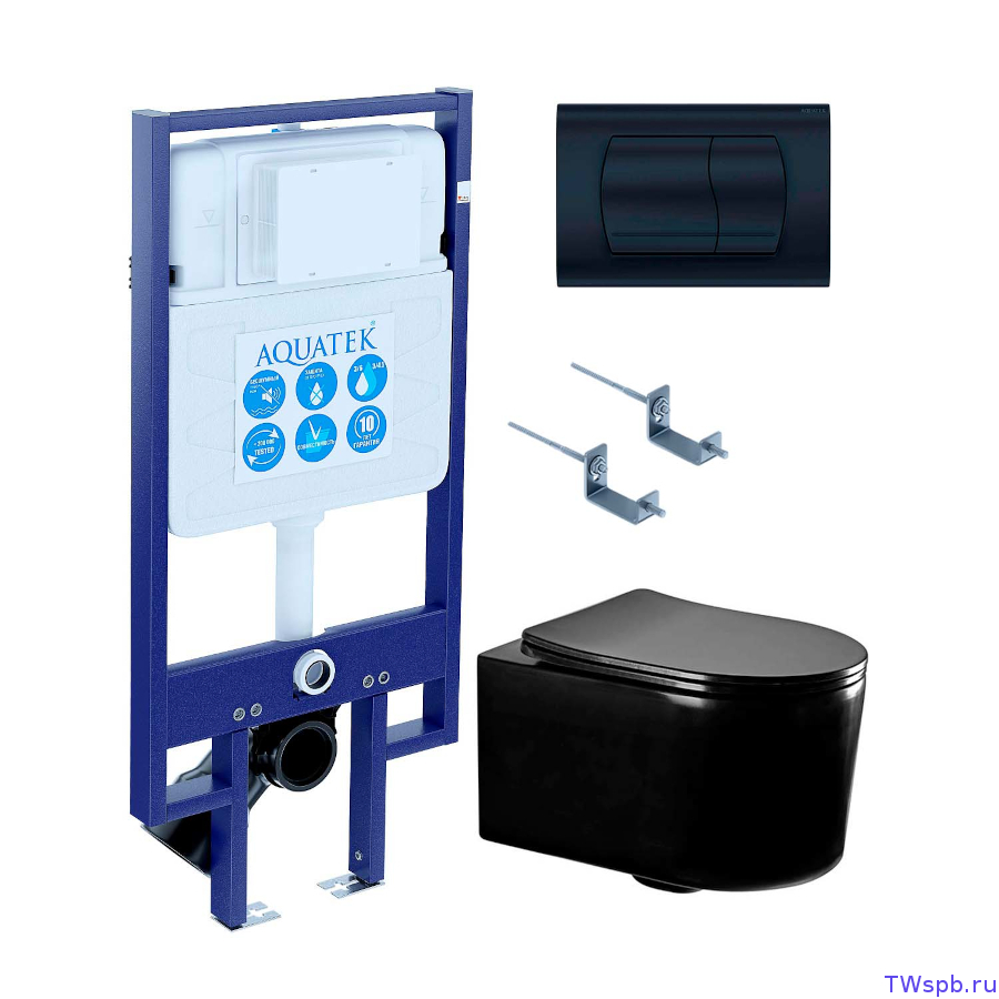 Подвесной унитаз с инсталляцией и клавишей, Set Aquatek Мия-MB-049 4в1