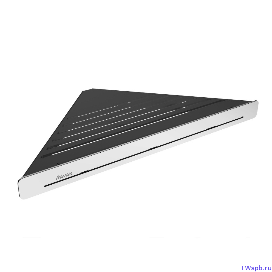 X07P576 Угловая полка Slim C для ванны, чёрная